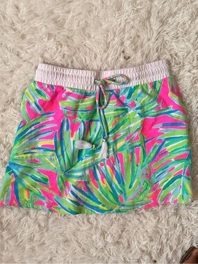 Lilly Pulitzer Pink Tropical Print Drawstring Skirt